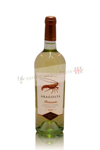 Eine Flasche Vermentino-Weißwein aus Sardinien, perfekt begleitet von einer Aragosta