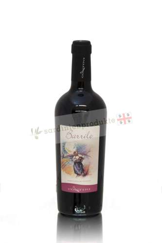 Weinflasche, Barrile, Spitzenrotwein von Contini aus Cabras, Sardinien