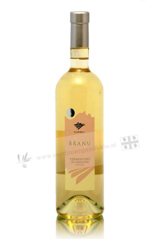 Flasche mit Branu Vermentino di Gallura Cantina Surrau