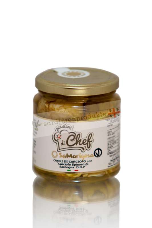 Jar with artichokes in sunflower oil