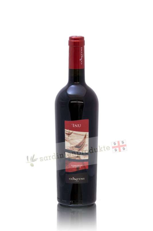 Flasche Inu, Cannonau riserva aus Sardinien, Kellerei Contini, Cabras