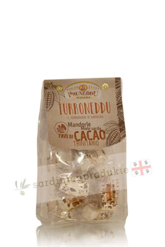 Torroncini, Mandeln und Kakaobohnen - weißer Nougat | Pruneddu